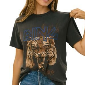 Anine Bing Distressed Black Tiger Muse Graphic T Shirt - Women's Size XS
